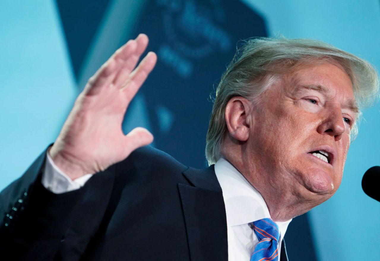 US President Donald Trump speaks at the National Federation of Independent Businesses 75th Anniversary Celebration at the Hyatt Regency hotel in Washington, DC on June 19, 2018.