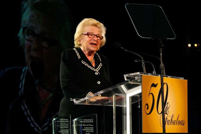 Westheimer attends an event celebrating 50 years of the birth control pill in October 2010 in New York.