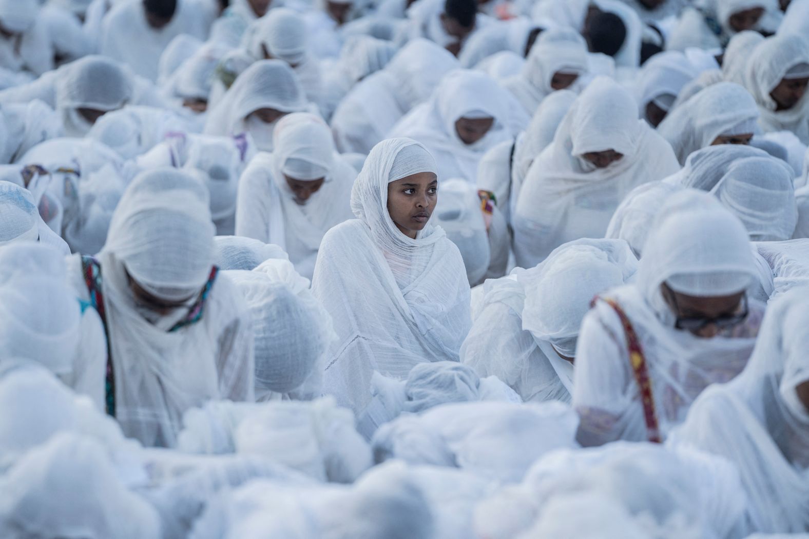 Worshippers gather at a church in Addis Ababa, Ethiopia, on Monday, January 6. It was the eve of Orthodox Christmas celebrations.