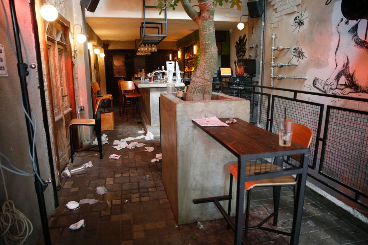 The inside of the pub is seen after the shooting.