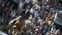 Britain's Jessica Mendoza rides Sam De Bacon  as she competes on April 12, 2015 in the International Jumping Competition "Les Talents Hermes" at The Grand Palais in Paris. AFP PHOTO MARTIN BUREAU        (Photo credit should read MARTIN BUREAU/AFP/Getty Images)
