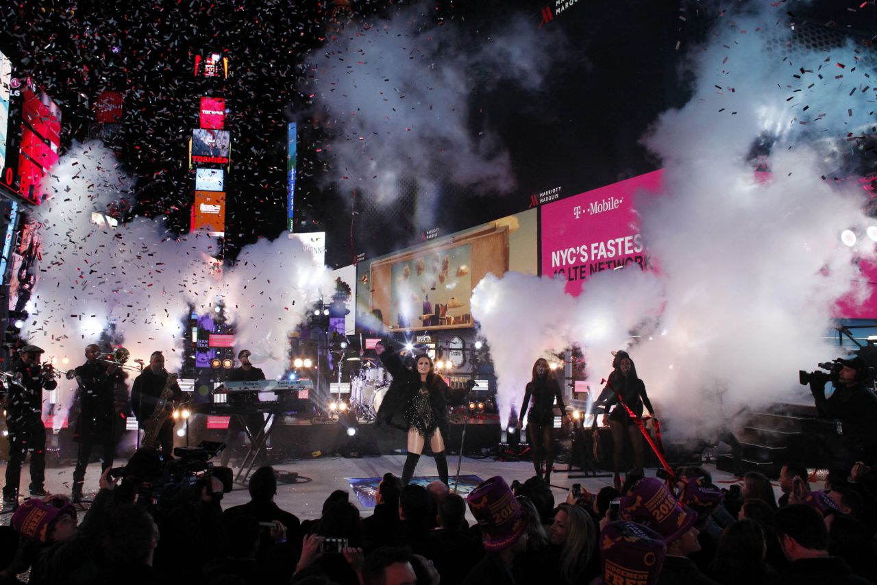 Pop singer Demi Lovato performs at the Times Square countdown in New York City. 