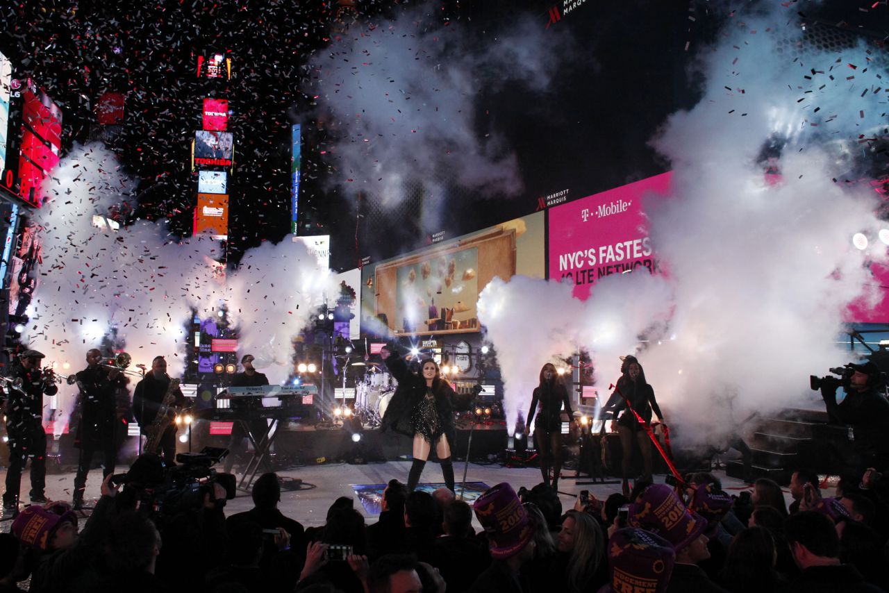Pop singer Demi Lovato performs at the Times Square countdown in New York City.
