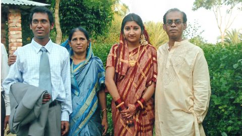 Ahmed Rajib Haider (far left) with his wife and parents. Haider was the first blogger to be killed in a string of secular writers and publishers who have been murdered in Bangladesh. Haider, a secular blogger, was hacked to death in the Mirpur section of the capital Dhaka in February 2013.