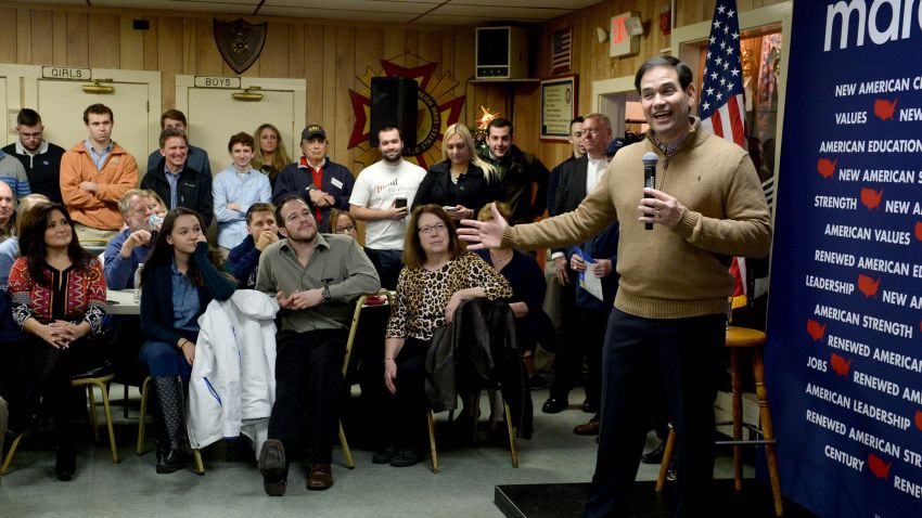 Marco Rubio speaks at a pancake breakfast at the Franklin VFW on December 23, 2015, in Franklin, New Hampshire.