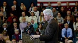 Former U.S. President Bill Clinton campaigns for his wife, Democratic presidential candidate Hillary Clinton, at Nashua Community College on January 4, 2016, in Nashua, New Hampshire. 