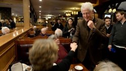 Former U.S. President Bill Clinton greets diners at the Puritan Backroom January 4, 2016 in Manchester, New Hampshire.