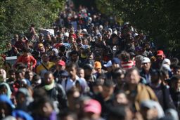 Migrants walk from Hungary into Austria in September.