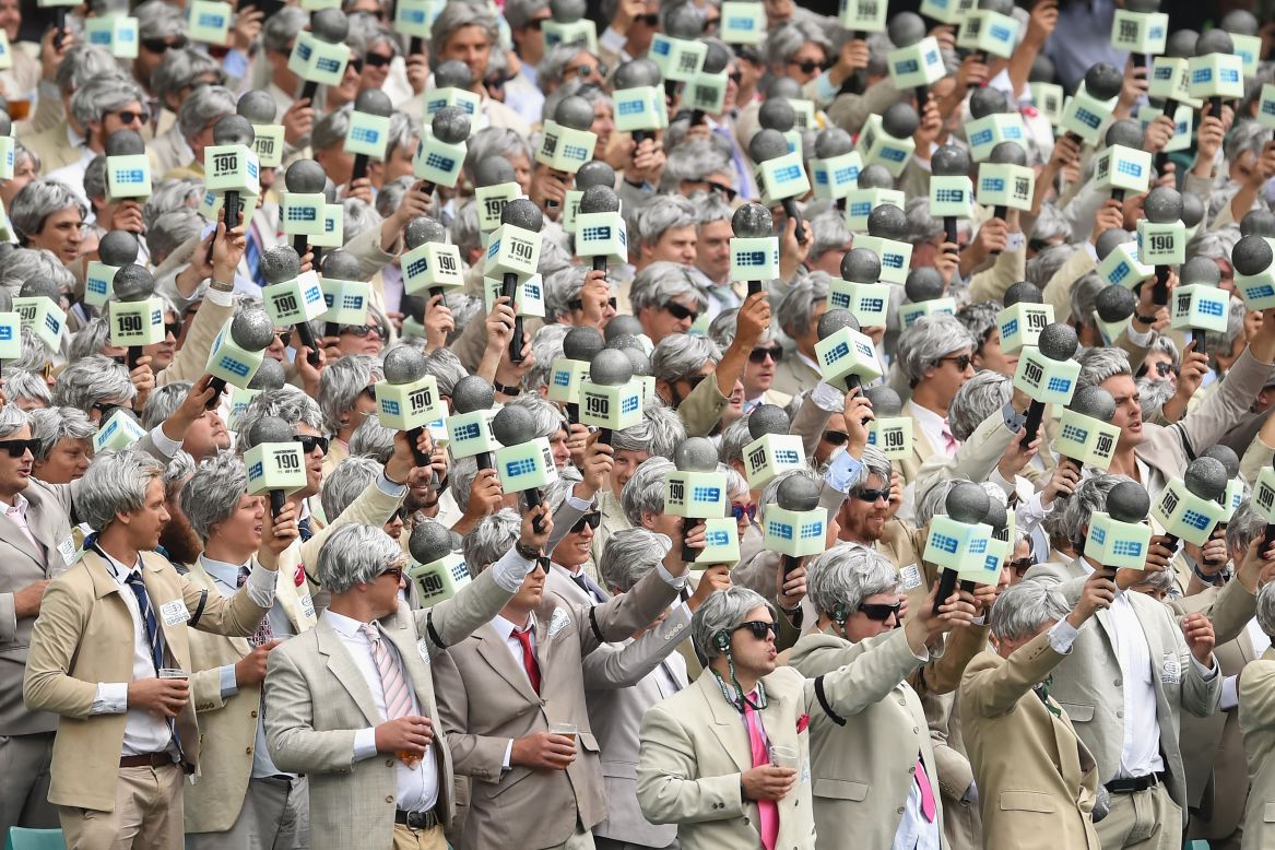 Cricket spectators pay tribute to late commentator Richie Benaud as they watch Australia play the West Indies in Sydney on Monday, January 4. Benaud, who also played cricket for Australia, died in March at the age of 84.