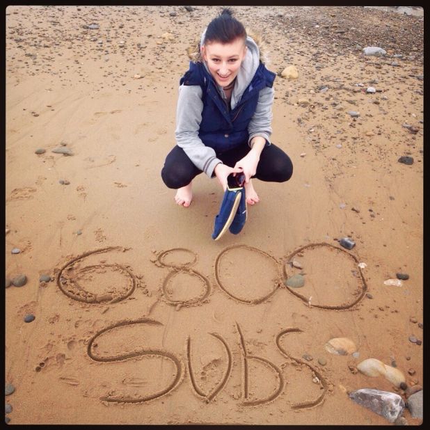 Gough celebrated 6,800 subscribers while on the beach on May 10 last year. (She is now well past 10,000 subscribers.)