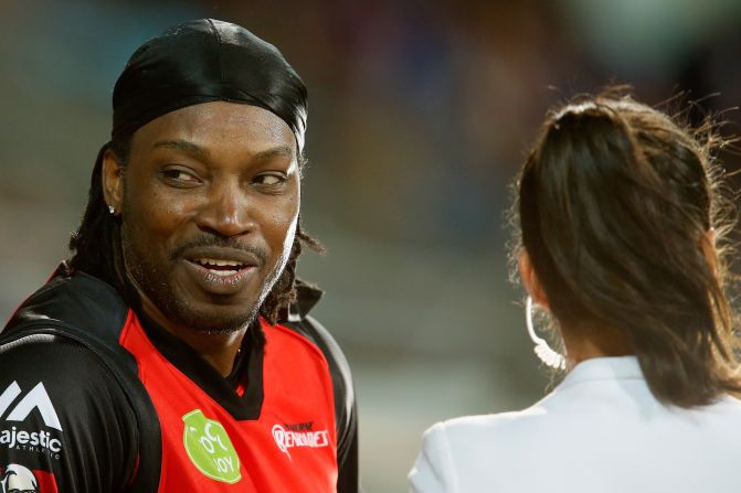 Chris Gayle has apologized for comments he made during a live television interview in Australia. The former West Indies cricket captain said to journalist Mel McLaughlin "I hope we can have a drink after. Don't blush baby." He has since been fined $7,100 for inappropriate conduct by his club, the Melbourne Renegades, with plays in Australia's Big Bash League. 