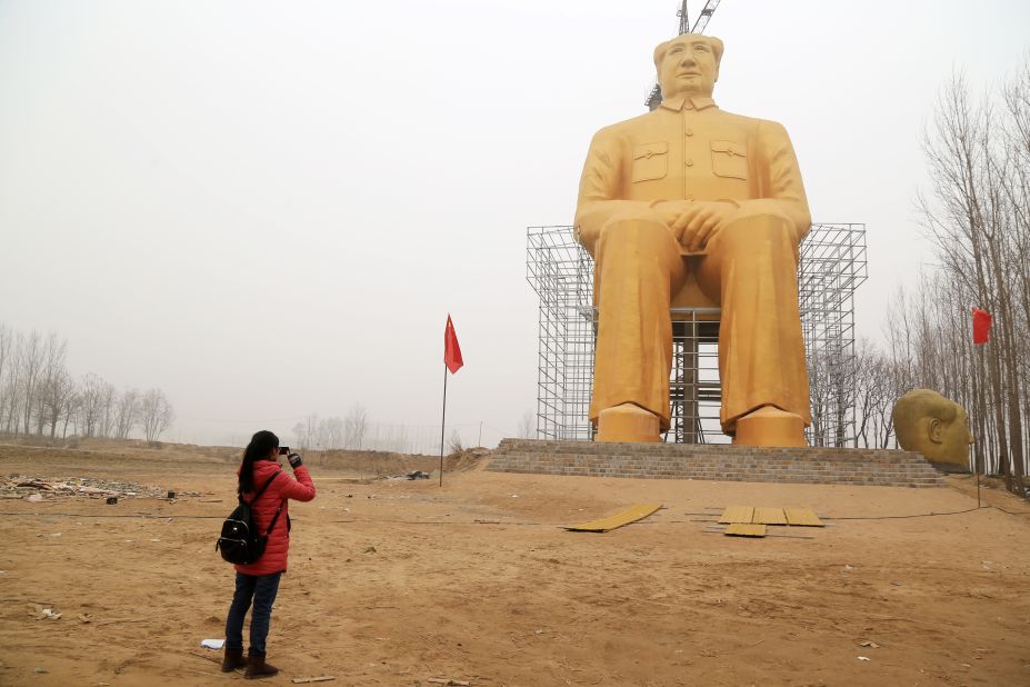 A huge statue of Chairman Mao Zedong, reportedly 36.6 meters high, is under construction near Zhushigang village on January 4, 2016 in Tongxu County, China. 