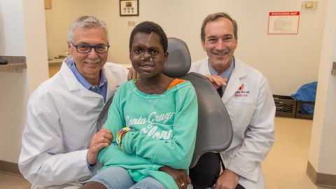 Saline after her surgery with Dr. Leon Klempner and Dr. Alexender Dagum.