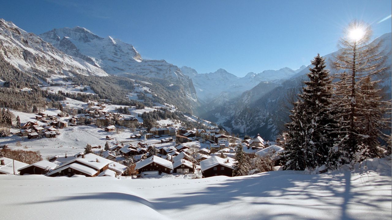 <strong>Wengen (Switzerland):</strong> The classy village of Wengen, which can only be reached by cog railway or cable car, gazes out across the deep Lauterbrunnen valley and up towards the famous 4,000-meter peaks of the Eiger, the Monch and the Jungfrau.