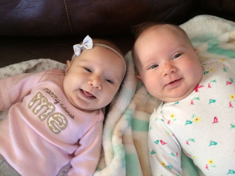 Teegan, left, and Riley Lexcen were born in August. 