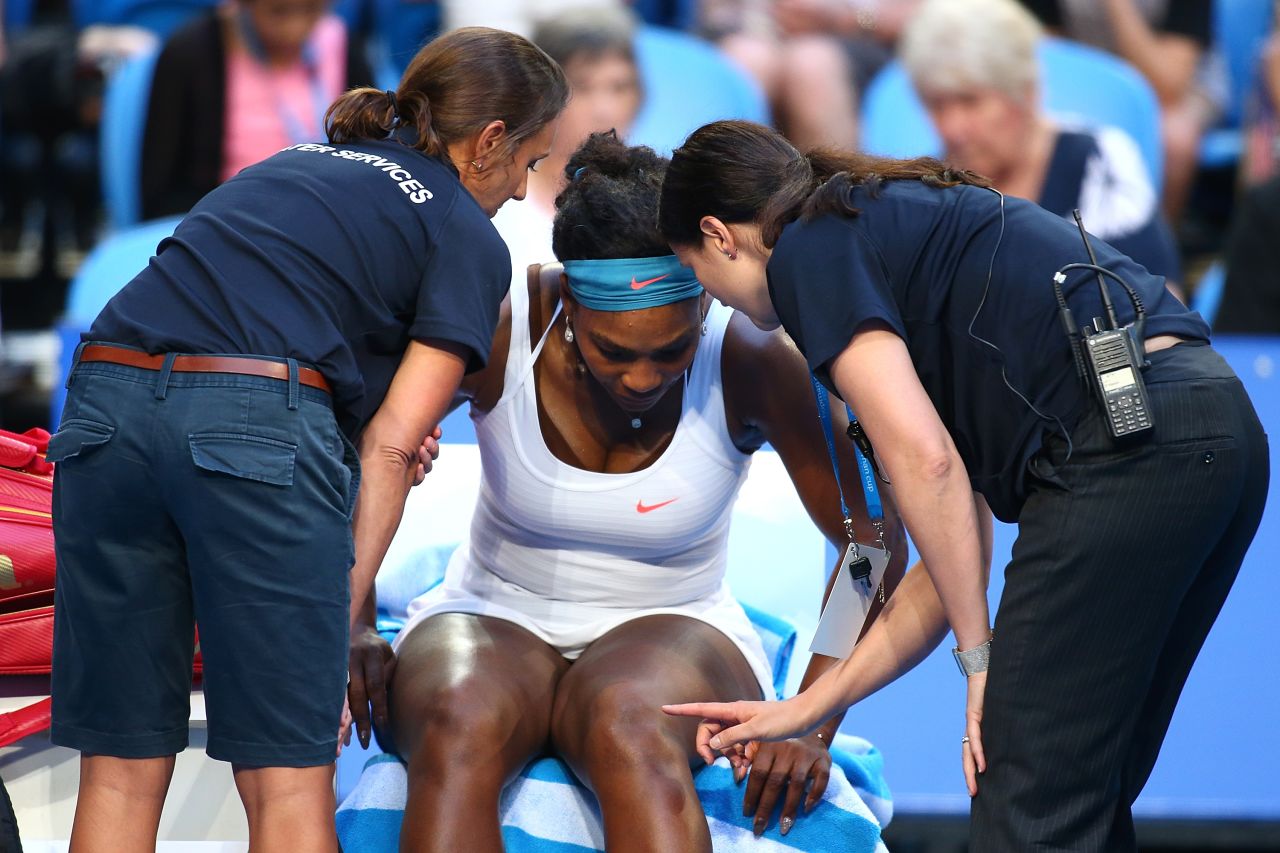 <strong>Trouble Down Under: </strong>American Serena Williams is struggling with a left knee injury in the build-up to the defense of her Australian Open title as the world No.1 pulled out of the Hopman Cup. Williams is one of a host of leading players on the women's tour with injuries less than two weeks before the Melbourne major.
