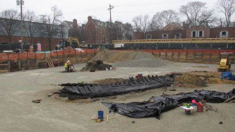 The remains of the ship lie at a hotel construction site in Alexandria, Virginia.