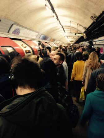 Commuters wait at a packed tube station in London in this image posted by CNN commenter ertyturtle, who wonders whether the English capital will ever stop growing. 