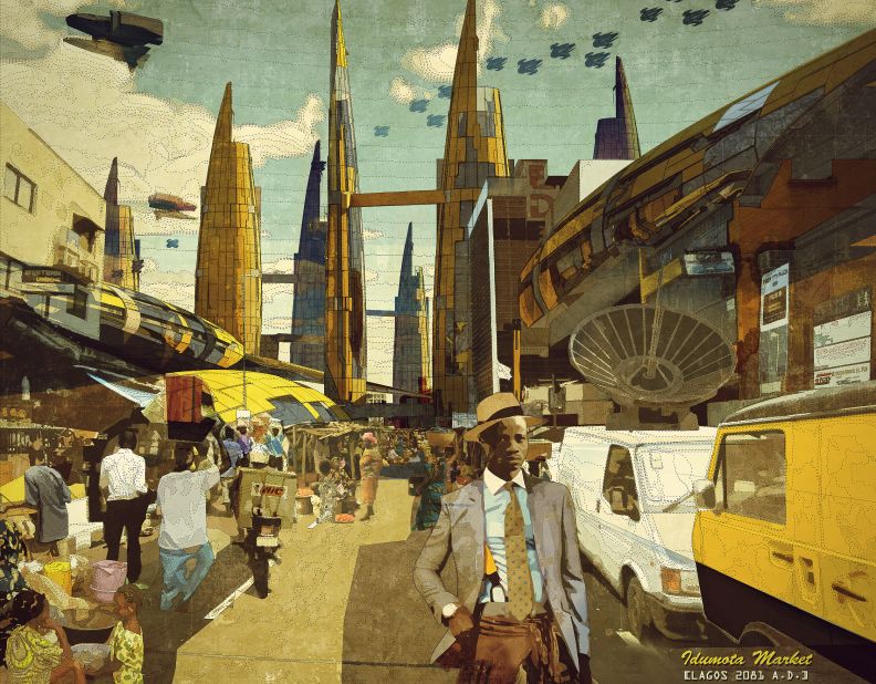 From the series "Our Africa 2081 A.D.," Afrofuturist Ikire Jones imagines the changes ahead for the continent. The population of Lagos itself is already 17.9 million people strong, and <a href="http://edition.cnn.com/2015/08/27/africa/lagos-population-2050/">rapid urban redevelopment is necessary</a> for the city to cope with future population growth.