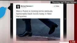 Battle of the Booties waged by Presidential candidates against "Marco Boot-io." Jeanne Moos has the lowdown on higher heels.