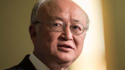 Yukiya Amano, Director General of the International Atomic Energy Agency (IAEA), speaks at the Carnegie International Nuclear Policy Conference in Washington, DC, on March 23, 2015.    AFP PHOTO/NICHOLAS KAMM        (Photo credit should read NICHOLAS KAMM/AFP/Getty Images)