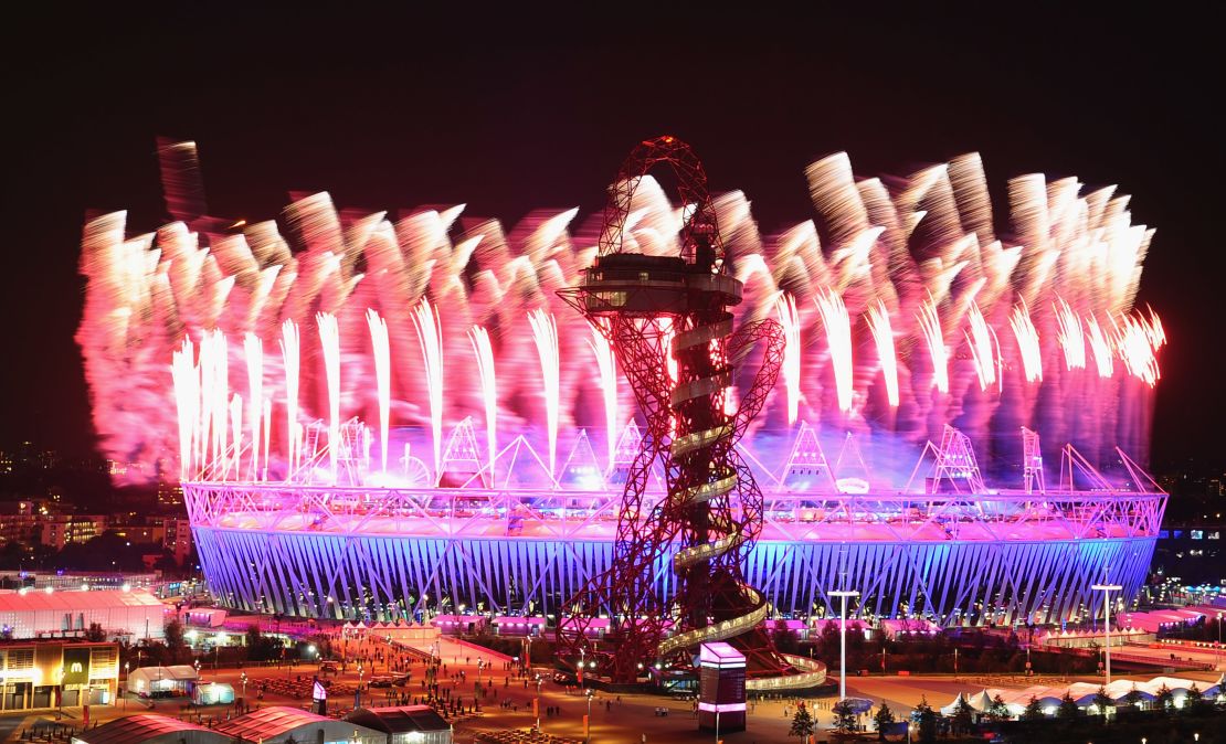 Fireworks over the Olympic Stadium during the Opening Ceremony at London's Olympic Park in 2012.