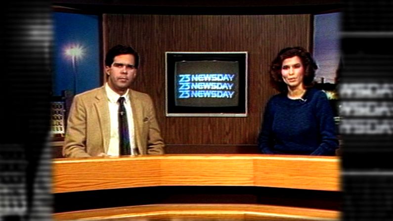 Her first television job was in Akron, Ohio, at WAKR-TV 23. She did it all: reporting news, traffic and weather. She also became the weekend solo anchor in 1983 but was joined by Jim Kambrich the day this photo was taken.  <br /><br />"When I refused to do the weather full-time, I was fired because I wasn't a team player," Costello recalls.