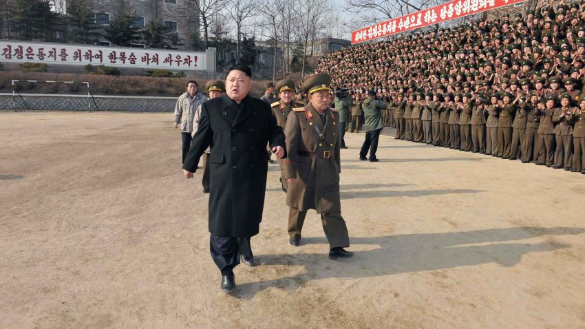 This undated picture released from North Korea's official Korean Central News Agency (KCNA) on January 12, 2014 shows North Korean leader Kim Jong-Un (front L) inspecting the command of Korean People's Army (KPA) Unit 534.    AFP PHOTO / KCNA via KNS    REPUBLIC OF KOREA OUT   THIS PICTURE WAS MADE AVAILABLE BY A THIRD PARTY. AFP CAN NOT INDEPENDENTLY VERIFY THE AUTHENTICITY, LOCATION, DATE AND CONTENT OF THIS IMAGE. THIS PHOTO IS DISTRIBUTED EXACTLY AS RECEIVED BY AFP    ---EDITORS NOTE--- RESTRICTED TO EDITORIAL USE - MANDATORY CREDIT "AFP PHOTO / KCNA VIA KNS" - NO MARKETING NO ADVERTISING CAMPAIGNS - DISTRIBUTED AS A SERVICE TO CLIENTS        (Photo credit should read KNS/AFP/Getty Images)
