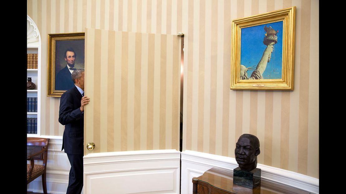 President Obama keeps a bust of the Rev. Martin Luther King Jr. in the Oval Office.
