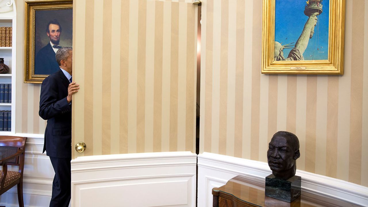 President Obama keeps a bust of the Rev. Martin Luther King Jr. in the Oval Office.