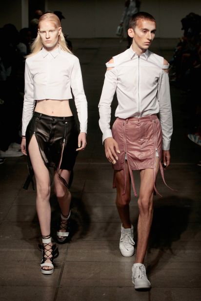 New York-based designer Shayne Oliver was nominated for the CFDA's Swarovski Award for Menswear in 2015, and was a runner-up for the prestigious LVMH Prize in 2014. He often shows his androgynous designs on both men and women -- as was the case at the Spring-Summer 2016 womenswear show.