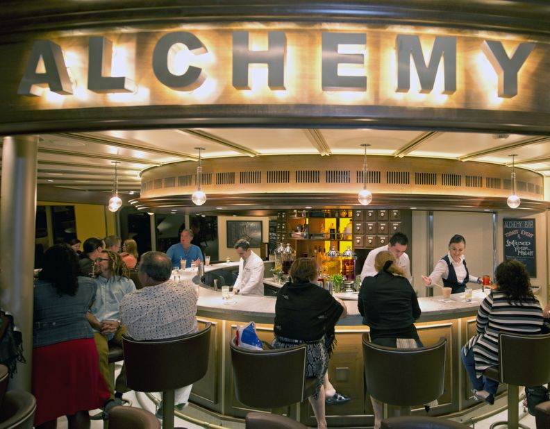 Alchemy Bar isn't your average watering hole. Rather, it's a vintage-themed cocktail "pharmacy." Mixologists (wearing white lab coats) don't serve drinks, they "prescribe" them. 