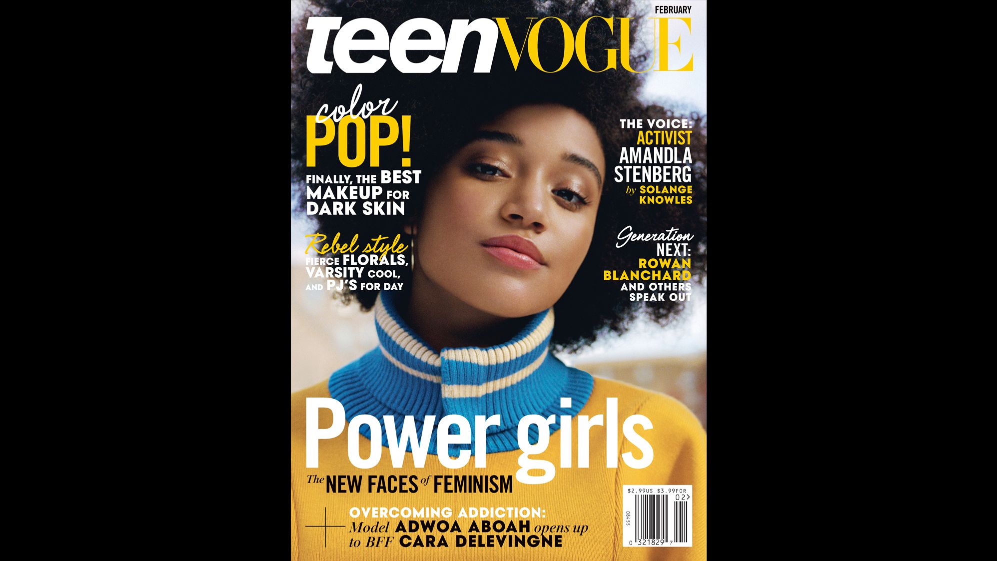 Teen Vogue's February cover features Amandla Stenberg. 