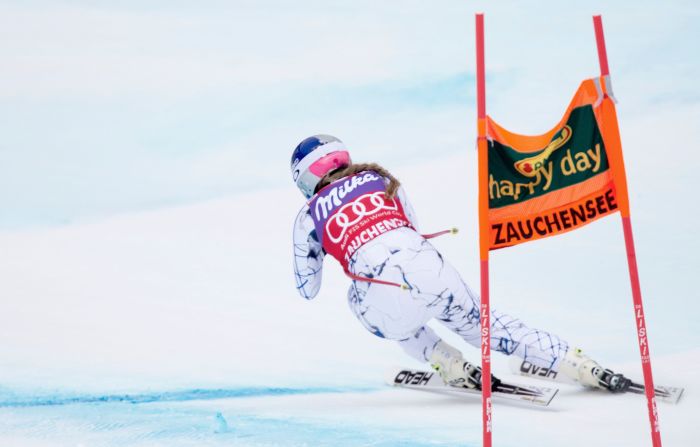 The big lead she built up enabled her to ski "more conservatively" on her second run.