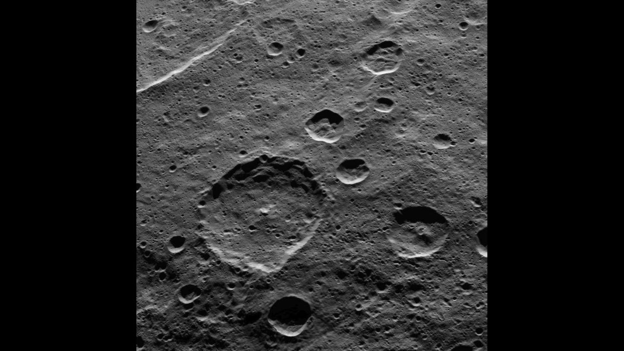 You can see part of Ceres' southern hemisphere in this image taken on October 18, 2015. The big crater in the middle of the picture is called Hamori after a Japanese god and protector of tree leaves. The crater is 37 miles (60 kilometers) in diameter. Dawn was 915 miles (1,470 kilometers) above Ceres when the photo was taken.
