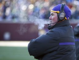 Minnesota Vikings head coach Mike Zimmer watches from the sideline during the second half of the game.