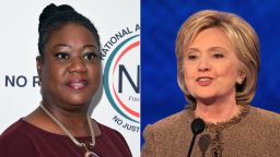Sybrina Fulton and Hillary Clinton are pictured in this composite image. 