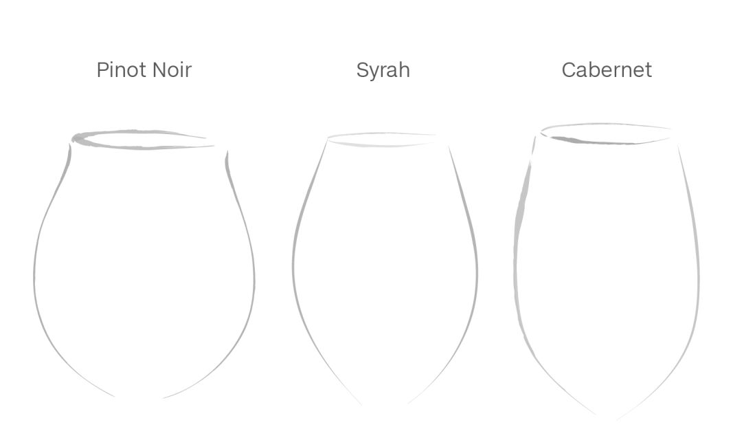 Riedel walks the class through a tasting of three wines served in three differently shaped glasses. He believes participants should be able to match the wines (results shown above) to the shape that "best elevates the components of wine better than the other." 