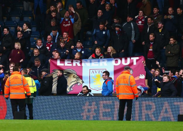 The discontent is certainly not limited to the players. Villa supporters have called for the removal of American owner Randy Lerner -- who bought the club in 2006, and sold the Cleveland Browns NFL franchise in August 2012. 