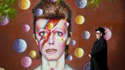 A 3D wall portrait of David Bowie, created by Australian street artist Jimmy C, in Brixton, South London