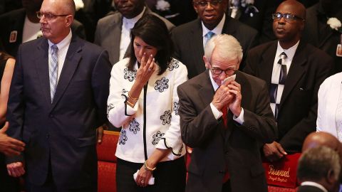Haley and Charleston Mayor Joseph Riley attended the funeral of 70-year-old Ethel Lance, one of nine victims of the mass shooting.