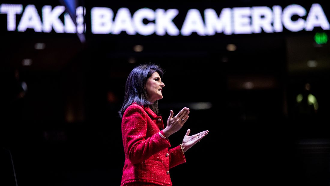Haley speaks to the crowd September 18, 2015, in Greenville as a moderator of the Heritage Action Presidential Candidate Forum.
