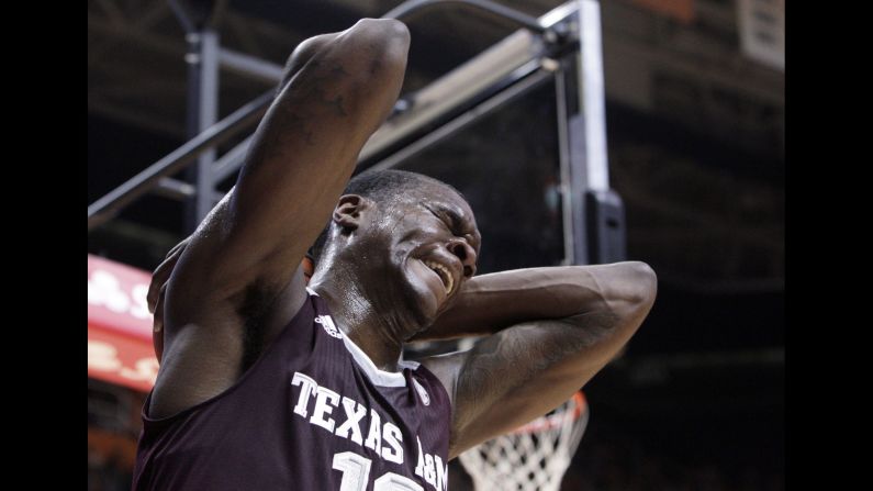 Texas A&M guard Jalen Jones reacts after he was called for a foul at Tennessee on Saturday, January 9.