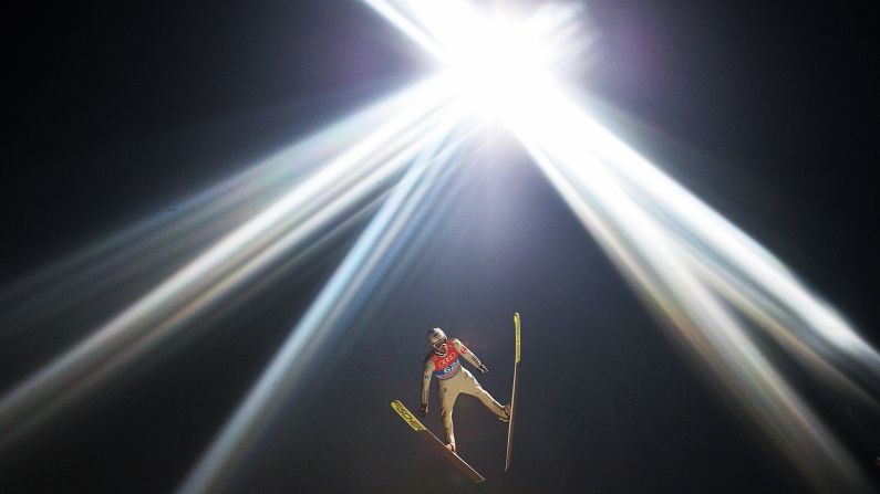 Norwegian ski jumper Kenneth Gangnes competes at the Four Hills tournament Tuesday, January 5, in Bischofshofen, Austria.