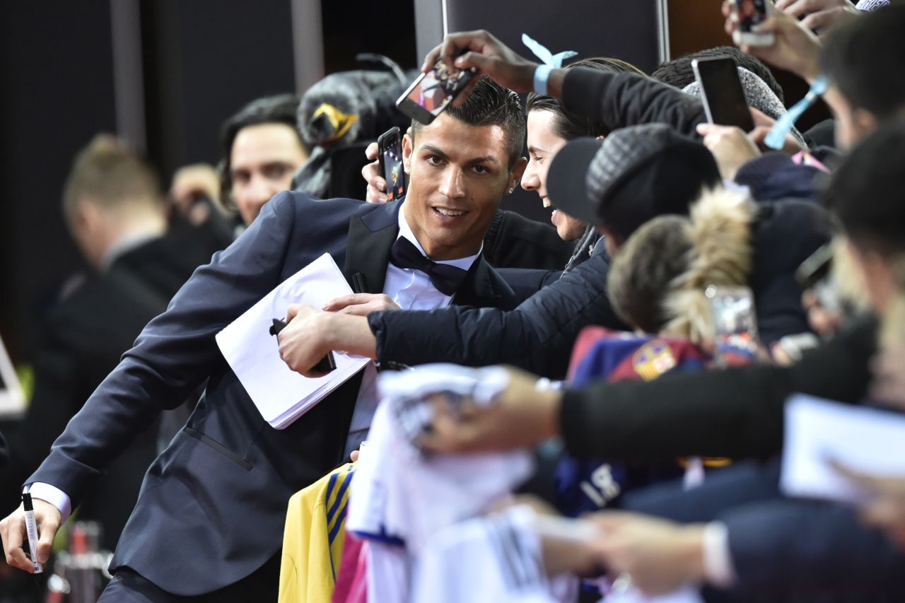 Messi's Real Madrid rival Cristiano Ronaldo may have missed out on a third successive victory at the awards, but the Portugal star was a crowd-pleaser on the red carpet ahead of the ceremony in Zurich, Switzerland.  