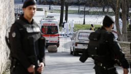 Police investigate the scene of an explosion in central Istanbul on Tuesday, January 12. A suicide bomber killed nine people and injured more than a dozen others in a popular tourist area.