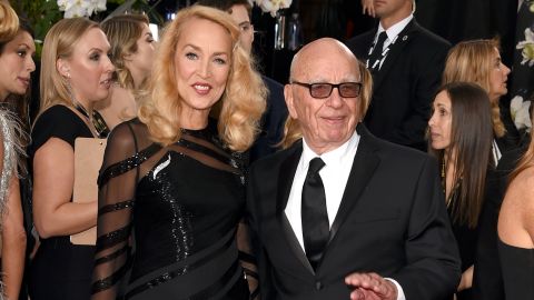 News Corp. CEO Rupert Murdoch and model Jerry Hall attend the 73rd Annual Golden Globe Awards held at the Beverly Hilton Hotel on January 10, 2016 in Beverly Hills, California.  