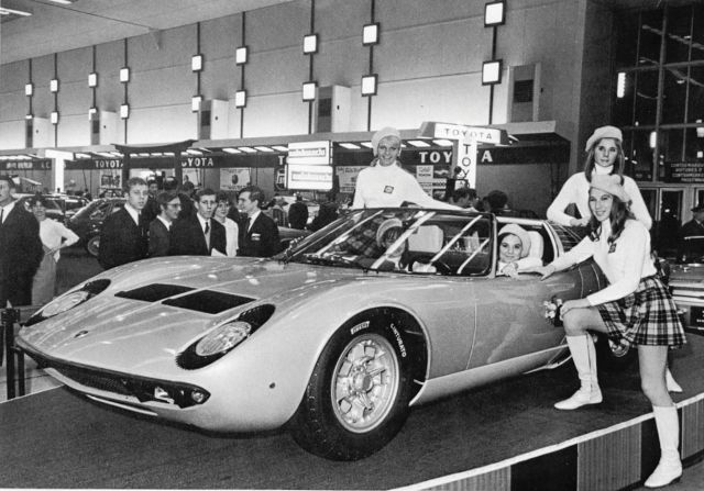 A one-off Miura Roadster, built by Bertone for the 1968 Brussels Auto Show, was a sensation but never went into production.  