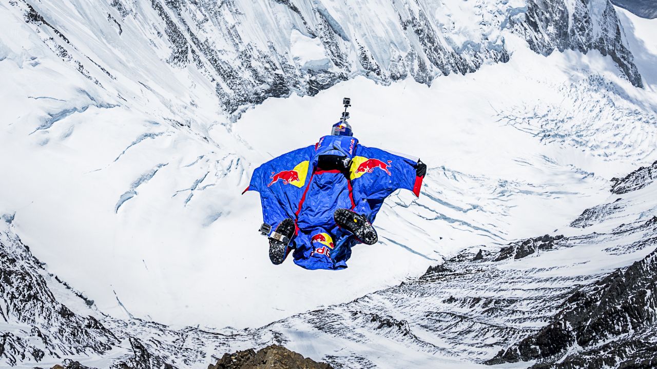 Russian extreme-sports star Valery Rozov jumps off the north face of Mount Everest in May 2013. He leapt from an altitude of 23,687 feet, according to Red Bull, which sponsored the event.