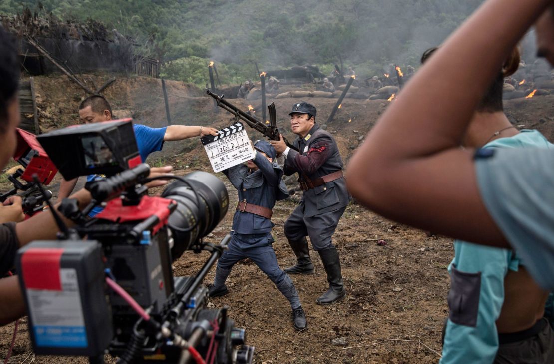  A war film is shot in Hengdian, China  on August 11, 2015.